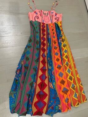 FARM Rio Multi-Color Geo-Striped Maxi Dress